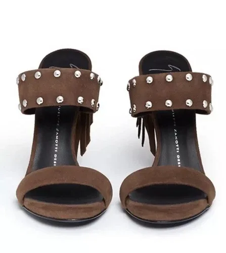 Giuseppe Zanotti Taline Stud Suede Wedge Sandals NWB NEW