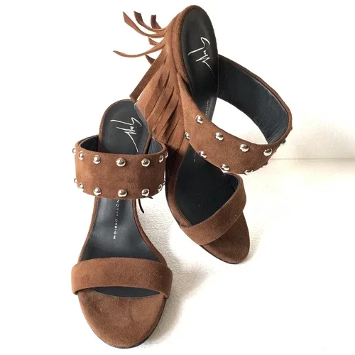 Giuseppe Zanotti Taline Stud Suede Wedge Sandals NWB NEW image indicator(5)