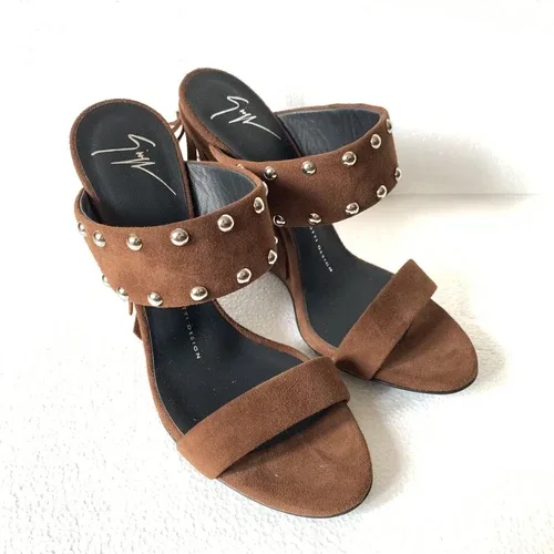 Giuseppe Zanotti Taline Stud Suede Wedge Sandals NWB NEW image indicator(6)