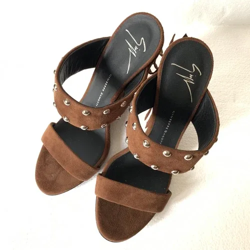 Giuseppe Zanotti Taline Stud Suede Wedge Sandals NWB NEW image indicator(7)