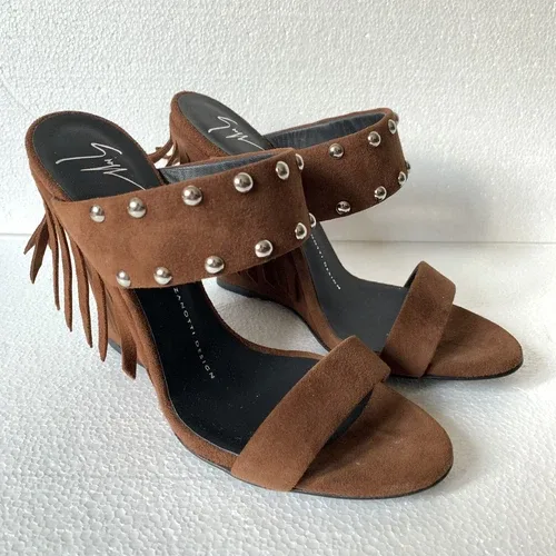 Giuseppe Zanotti Taline Stud Suede Wedge Sandals NWB NEW image indicator(8)