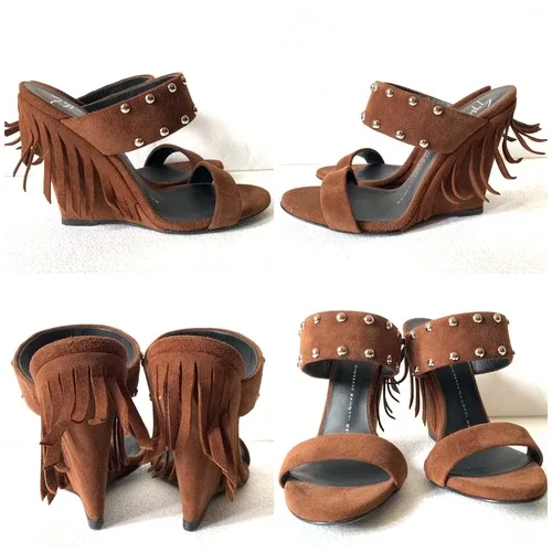 Giuseppe Zanotti Taline Stud Suede Wedge Sandals NWB NEW image indicator(10)