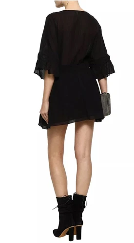IRO Folula Shirred Georgette Mini Dress Black NEW NWT - photo 3
