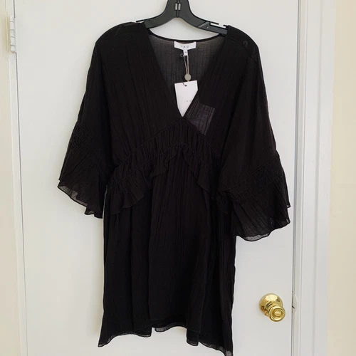 IRO Folula Shirred Georgette Mini Dress Black NEW NWT - photo 5