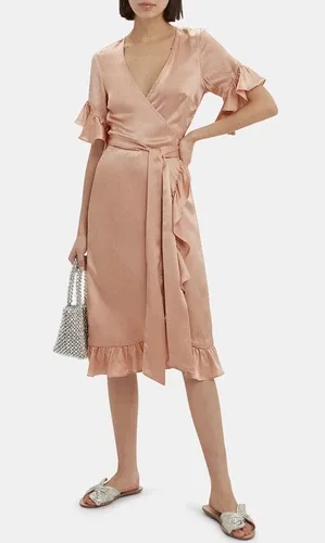 NIGHTCAP CLOTHING Silk Ruffle Wrap Dress Size M NEW NWT image indicator(2)