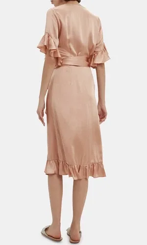 NIGHTCAP CLOTHING Silk Ruffle Wrap Dress Size M NEW NWT image indicator(4)