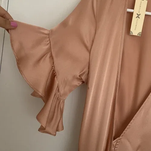 NIGHTCAP CLOTHING Silk Ruffle Wrap Dress Size M NEW NWT image indicator(10)