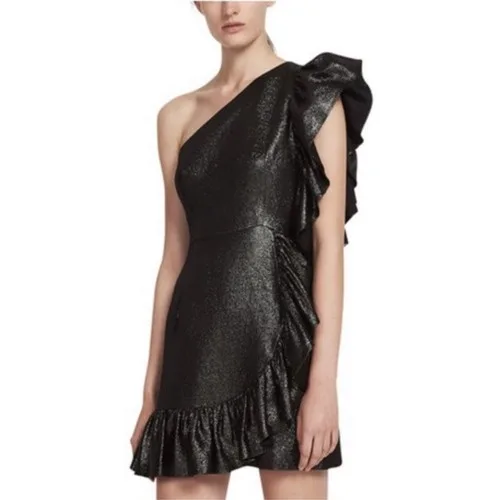 Sandro Effie Ruffled Metallic Dress Size M / 38 / 2 NWT NEW