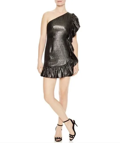 Sandro Effie Ruffled Metallic Dress Size M / 38 / 2 NWT NEW image indicator(4)