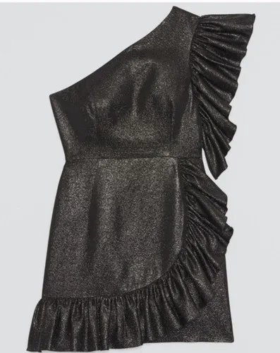Sandro Effie Ruffled Metallic Dress Size M / 38 / 2 NWT NEW image indicator(6)