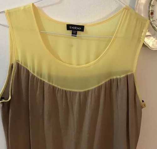 Bebe Tan & Lemon Yellow Dress Size L Retail $275 - photo 3