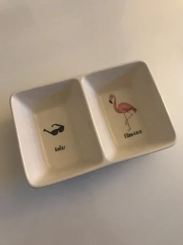 Rae Dunn Gafas Flamenco Snack Tray Ceramic Duo image indicator(10)