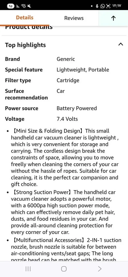 Cordless Handheld Car Vacuum Cleaner, 120W Powerful Suction image indicator(3)