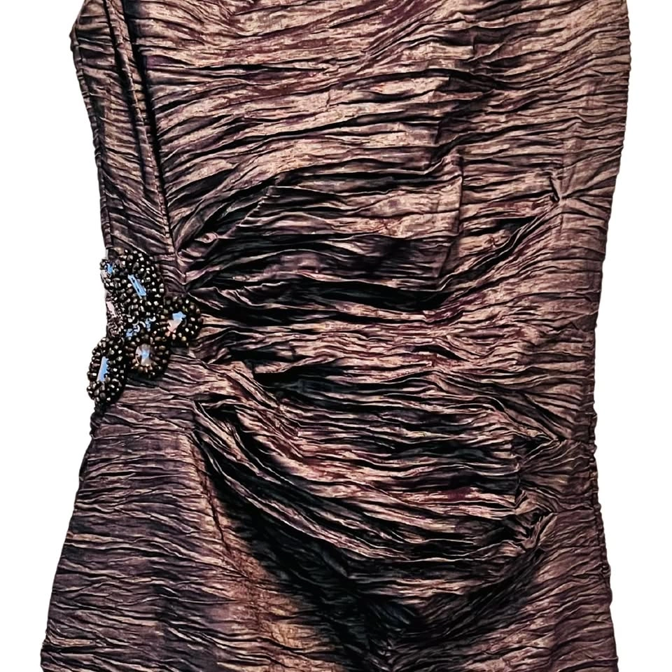 Calvin Klein Metallic Ruched Cocktail Dress - Size 6 - photo 2
