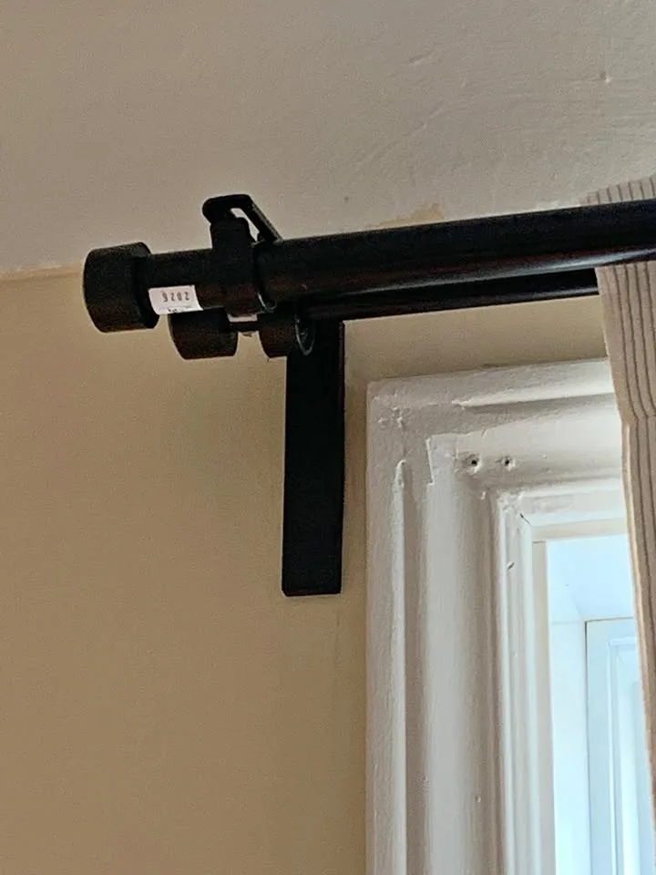 RÄCKA / HUGAD Double curtain rod, black, 210-385 cm