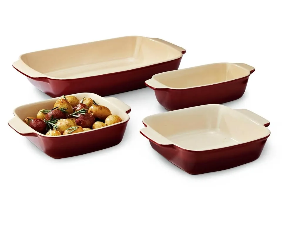 PADERNO Ceramic Bakeware, Red, 4-pc