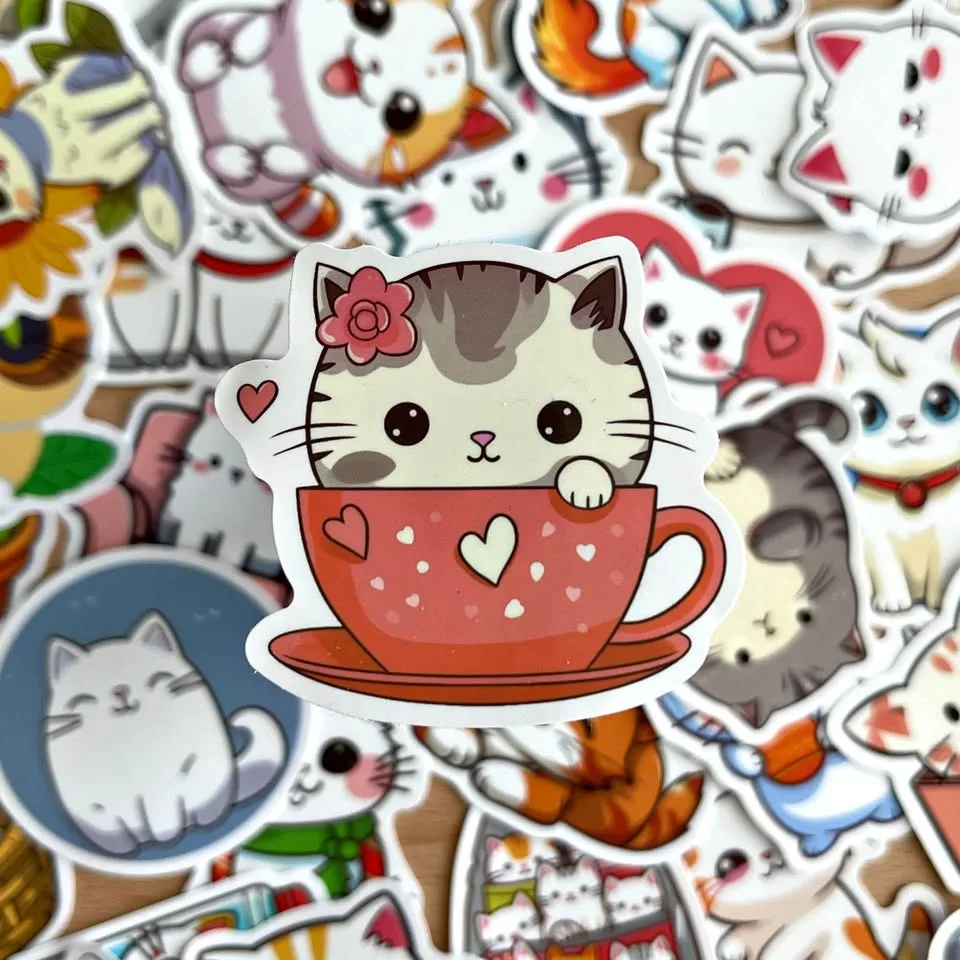 Pack of 49 Cute Cats Stickers CW49 thumbnail