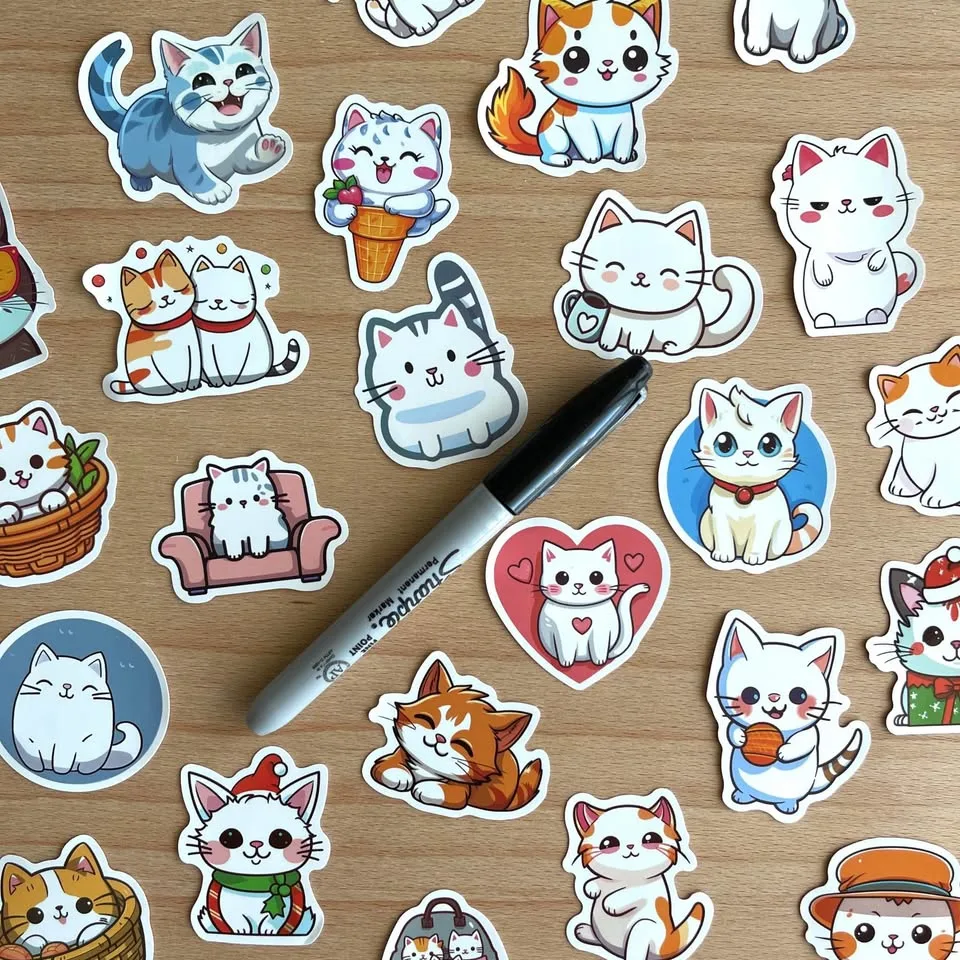 Pack of 49 Cute Cats Stickers CW49 image indicator(7)