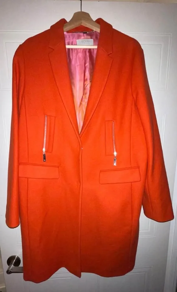 Escada Wool Peacoat Orange Pink Lining US 12-14 image indicator(2)
