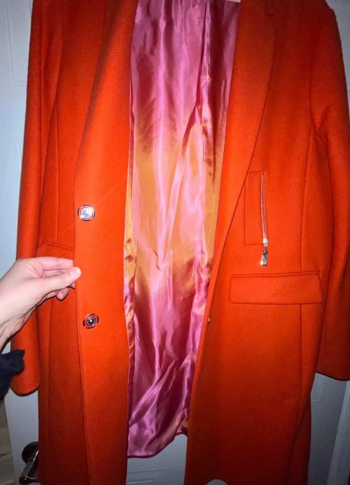 Escada Wool Peacoat Orange Pink Lining US 12-14 image indicator(3)