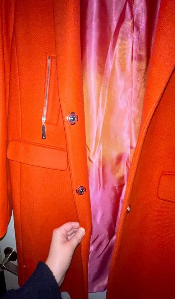 Escada Wool Peacoat Orange Pink Lining US 12-14 image indicator(4)