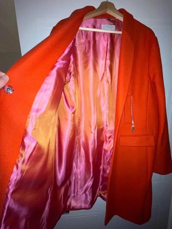 Escada Wool Peacoat Orange Pink Lining US 12-14 image indicator(5)