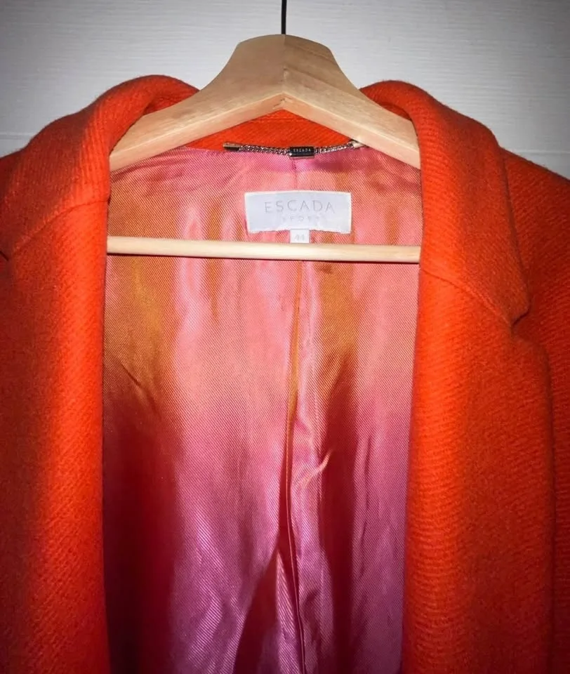 Escada Wool Peacoat Orange Pink Lining US 12-14 image indicator(6)