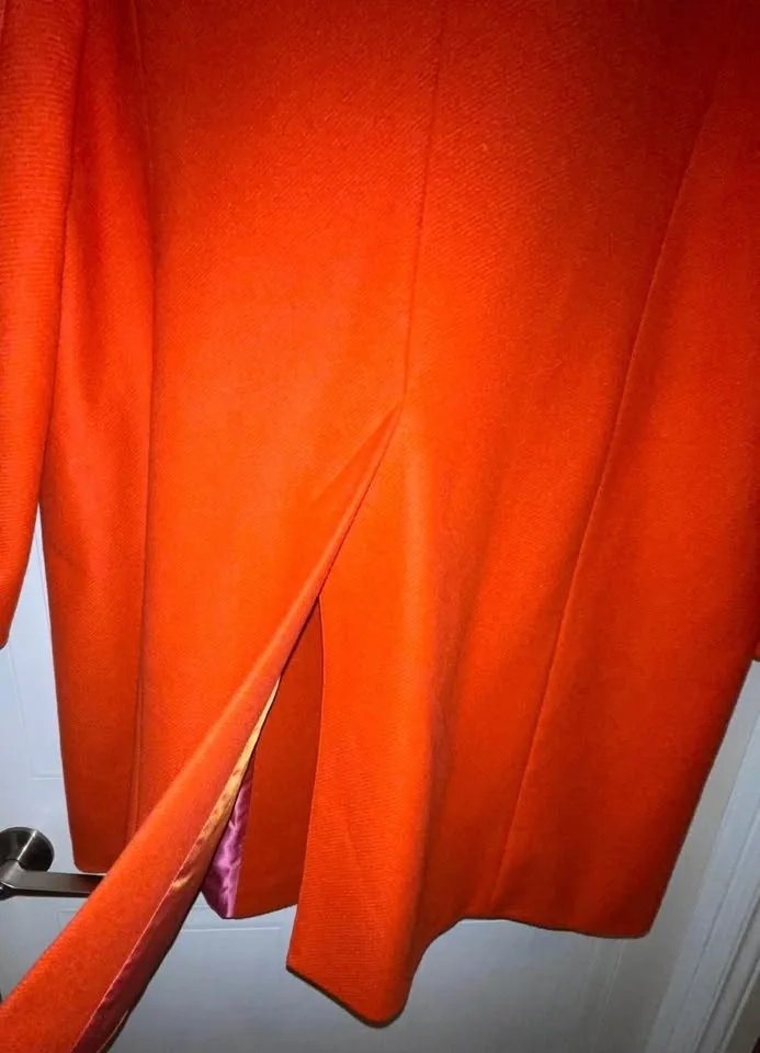 Escada Wool Peacoat Orange Pink Lining US 12-14 image indicator(9)