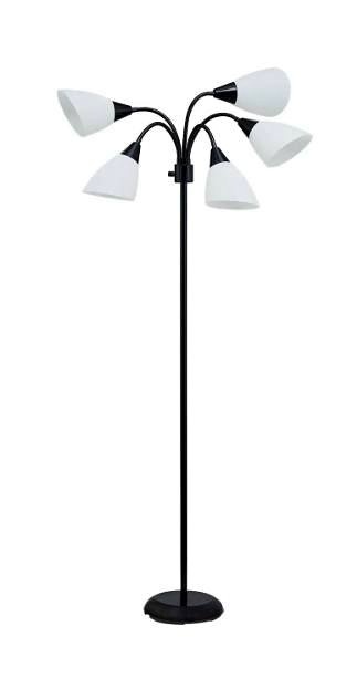 5-Head Floor Lamp – Multi-Directional Lights – Black