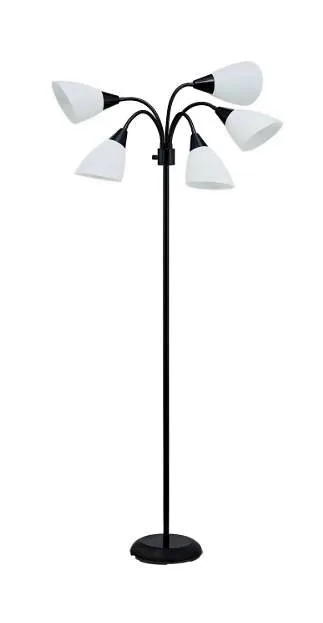5-Head Floor Lamp – Multi-Directional Lights – Black