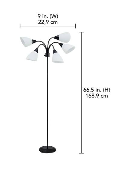 5-Head Floor Lamp – Multi-Directional Lights – Black - photo 3
