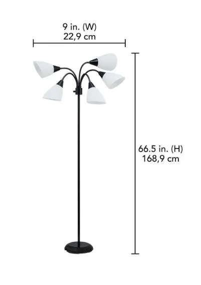 5-Head Floor Lamp – Multi-Directional Lights – Black image indicator(3)