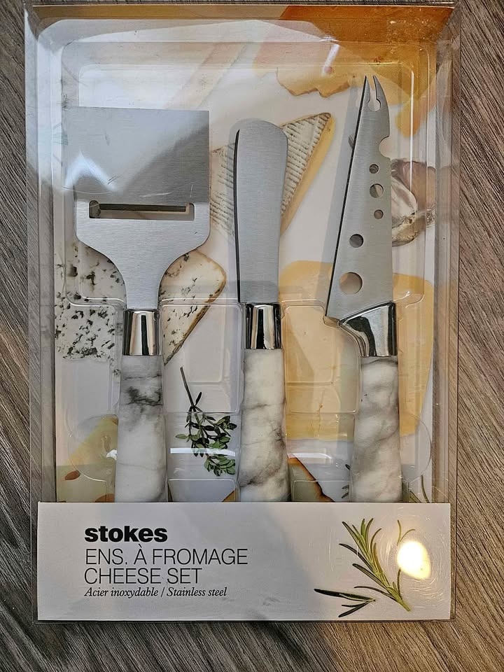 Brand new cheese knife set marble