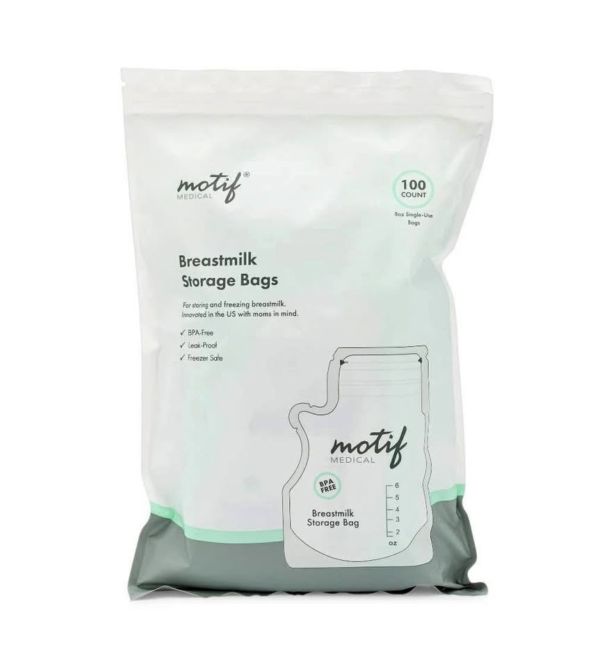 Motif Medical Milk Storage Bags, 8oz, BPA Free, 100 Count