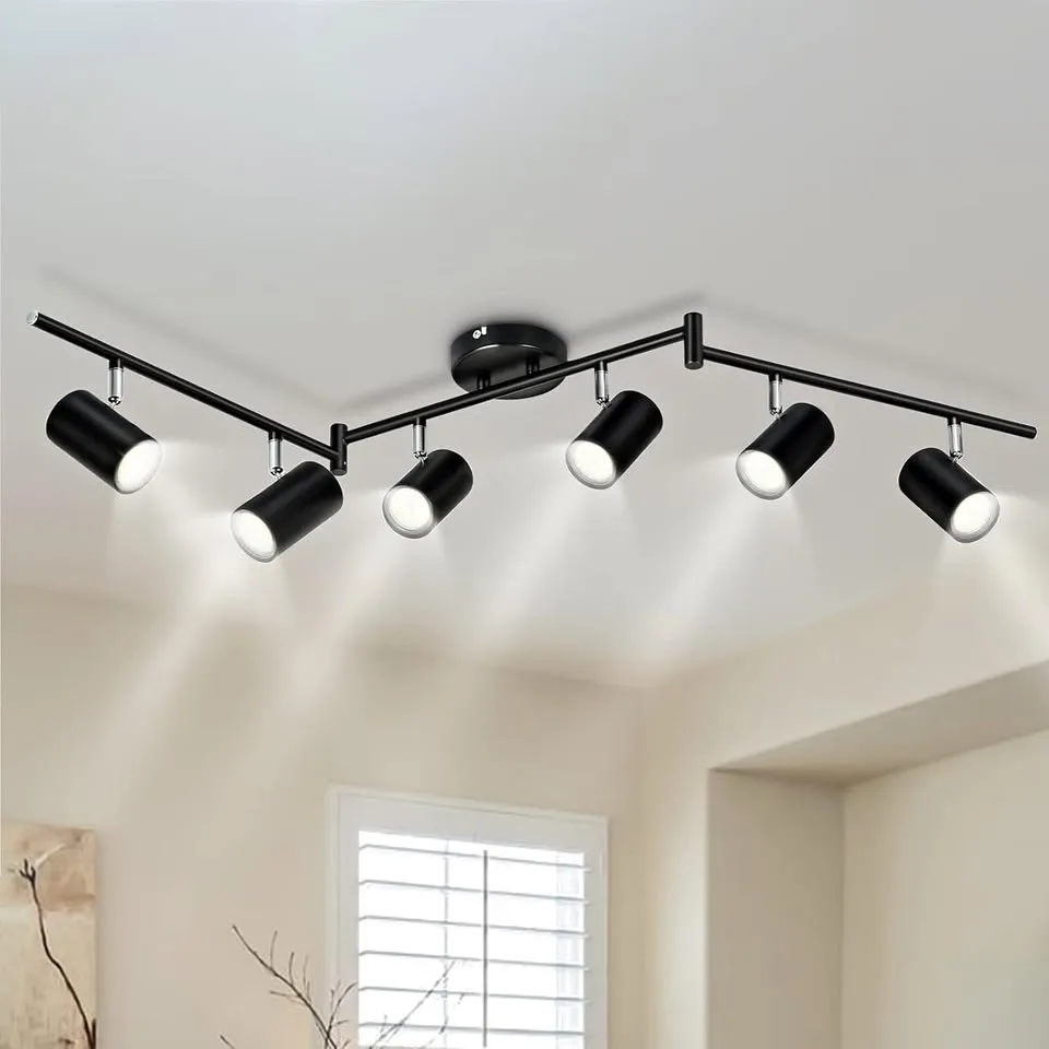 GORDNWE 6-Light Adjustable Track Lighting (Black)