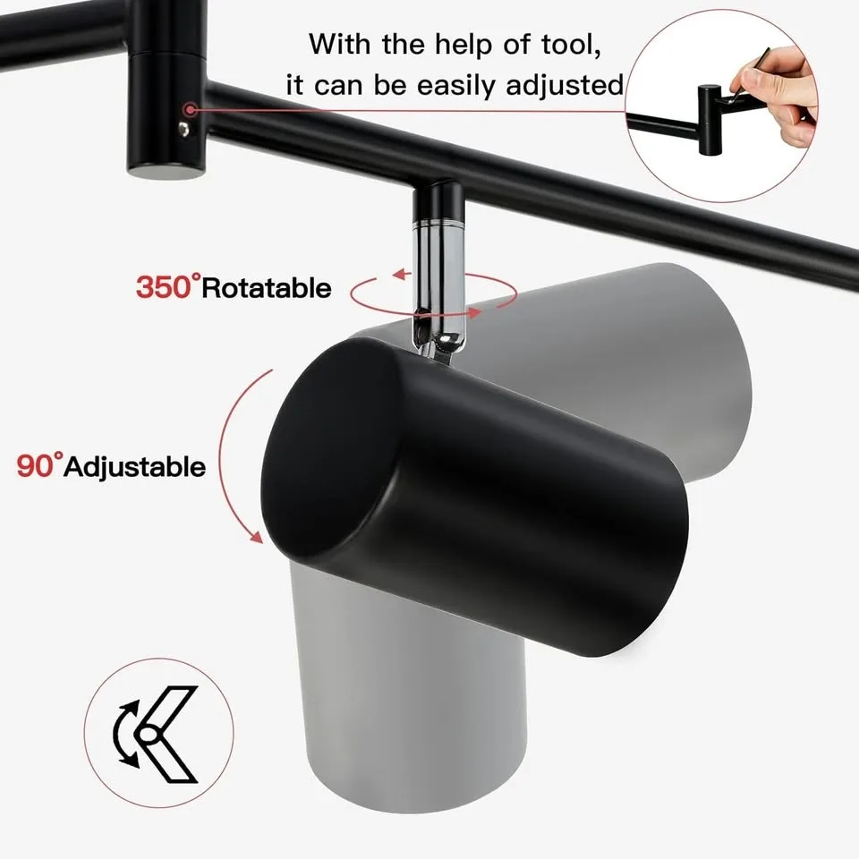 GORDNWE 6-Light Adjustable Track Lighting (Black) image indicator(5)