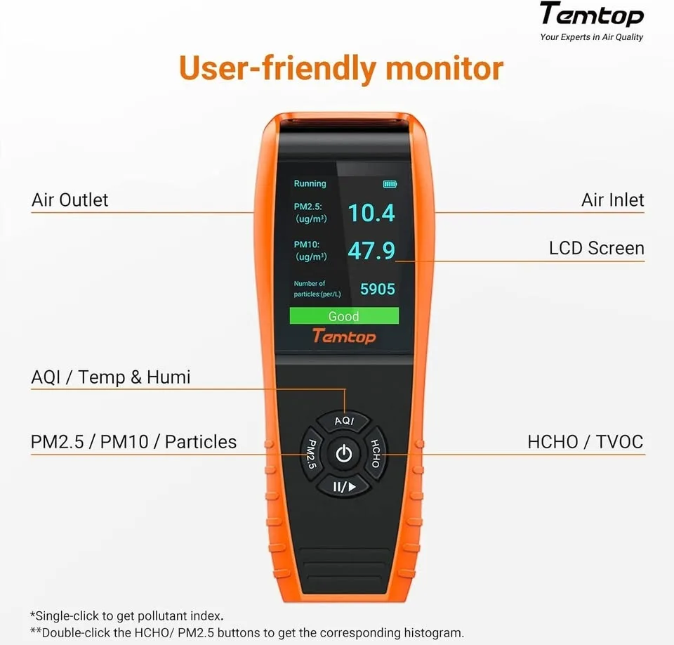 Temtop LKC-1000S+2 Air Quality Monitor (Open Box) image indicator(7)