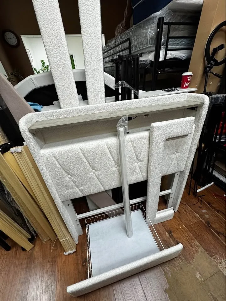 Twin/Single Upholstered Platform Bed with Storage Drawer and LED image indicator(4)