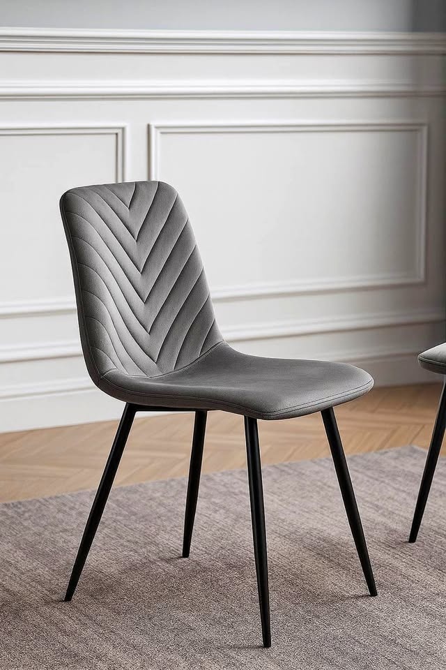 Grey Velvet Chair with Metal Legs - BRAND NEW