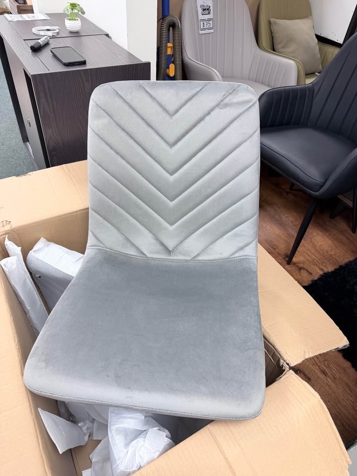 Grey Velvet Chair with Metal Legs - BRAND NEW - photo 2