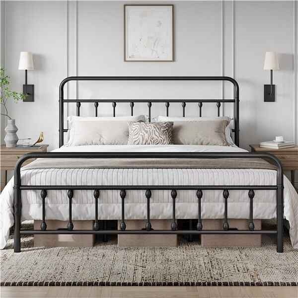 King Farmhouse Style Metal Platform Bed - BRAND NEW