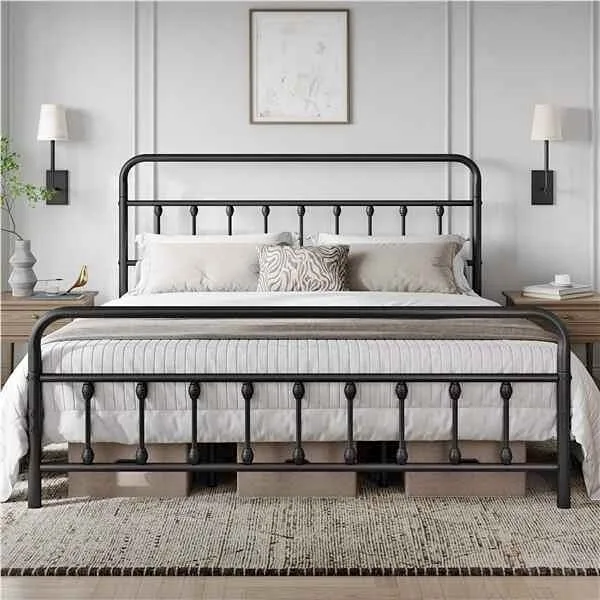 King Farmhouse Style Metal Platform Bed - BRAND NEW