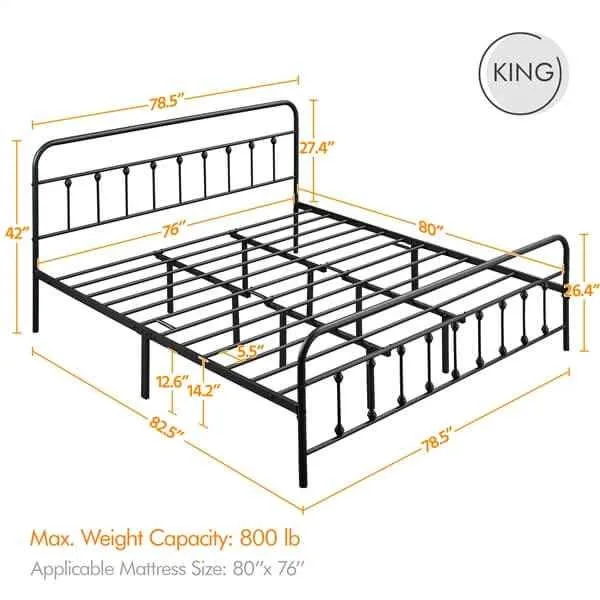 King Farmhouse Style Metal Platform Bed - BRAND NEW image indicator(4)