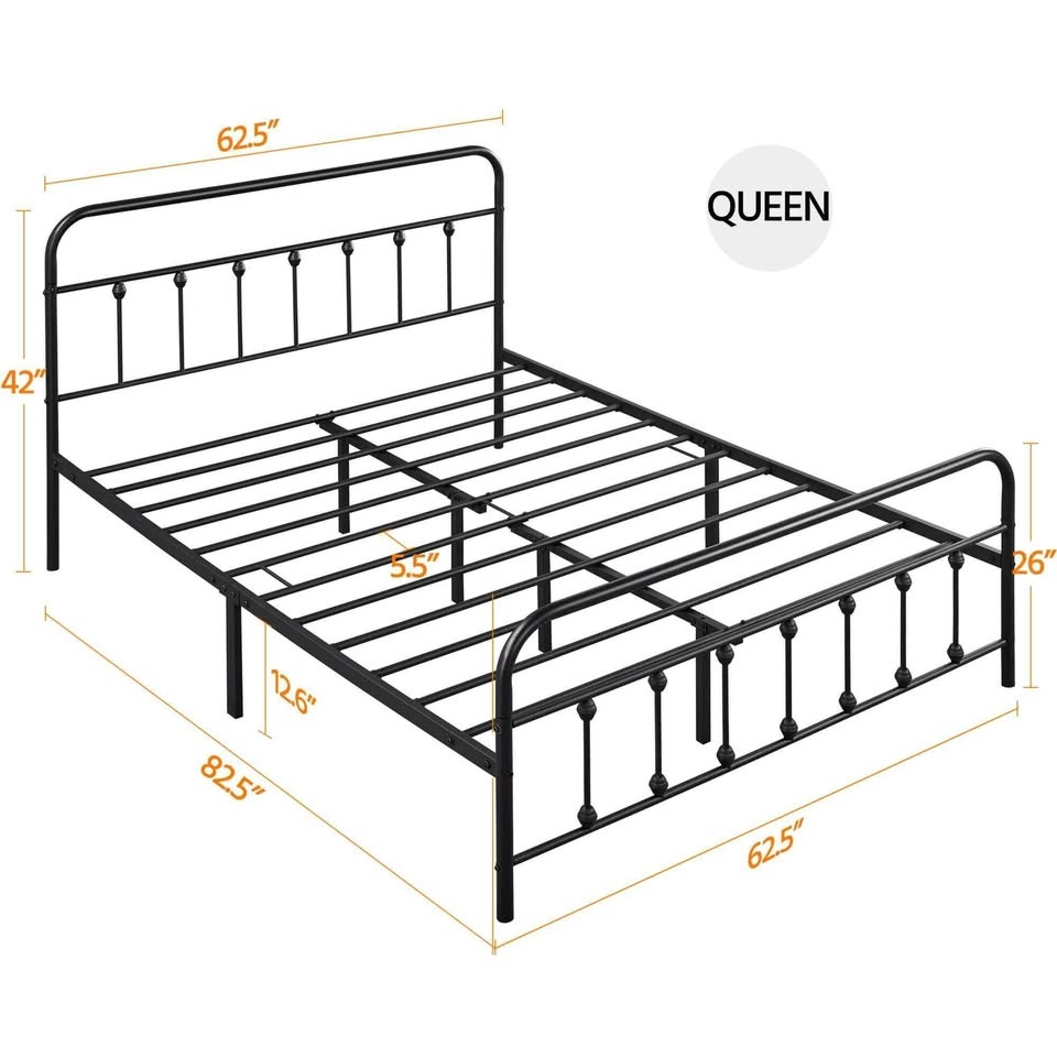 Queen Farmhouse Style Metal Platform Bed - BRAND NEW - photo 4