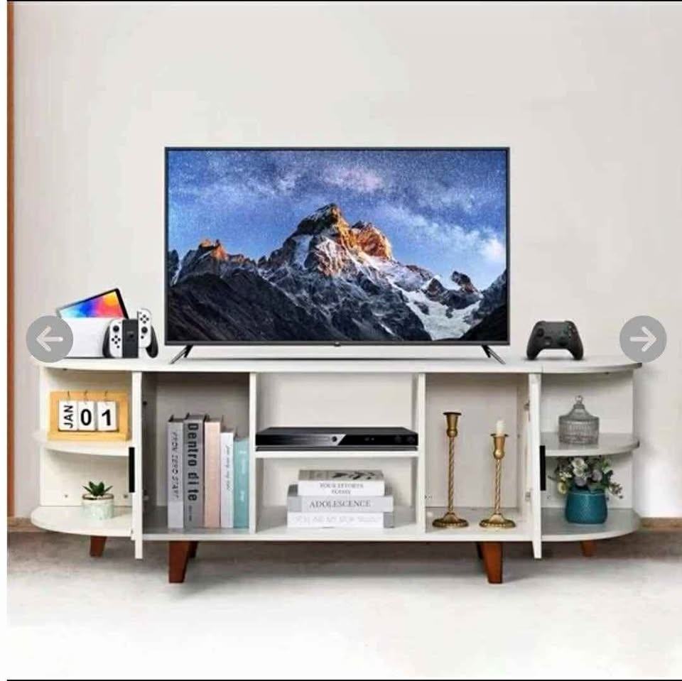 Farmhouse style white TV Stand with Storage - BRAND NEW