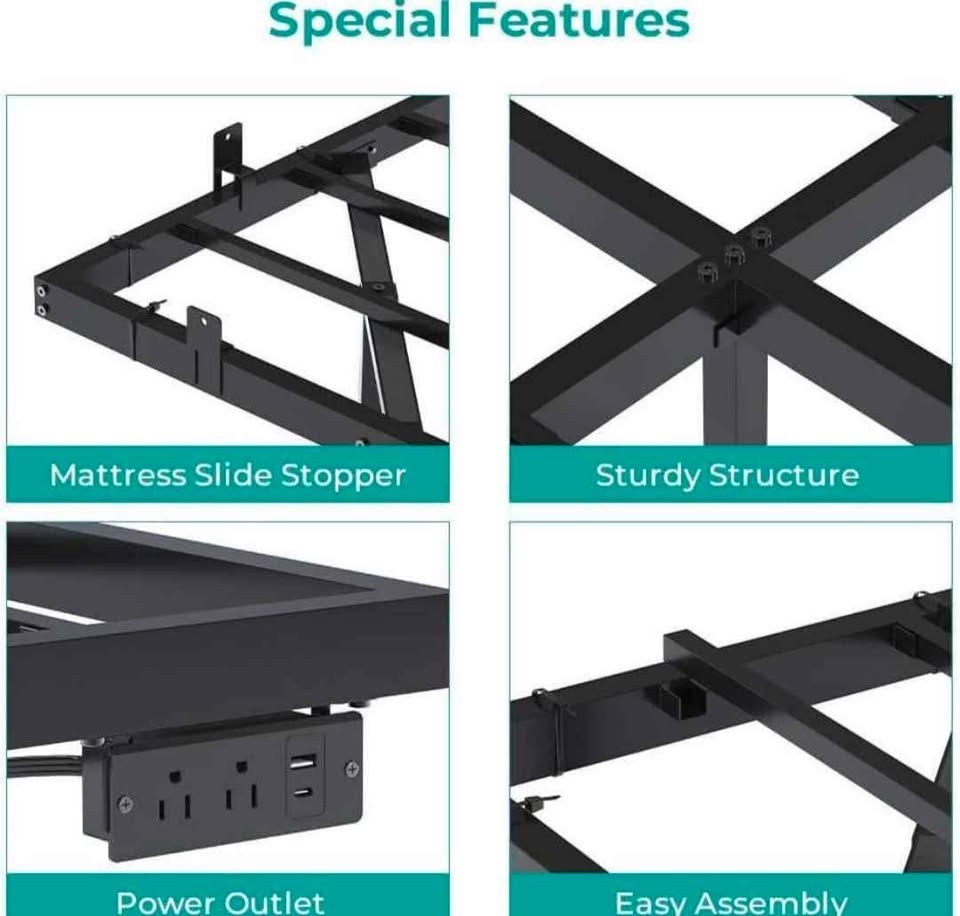 King Metal Bed with LED and Charging - BRAND NEW - photo 3