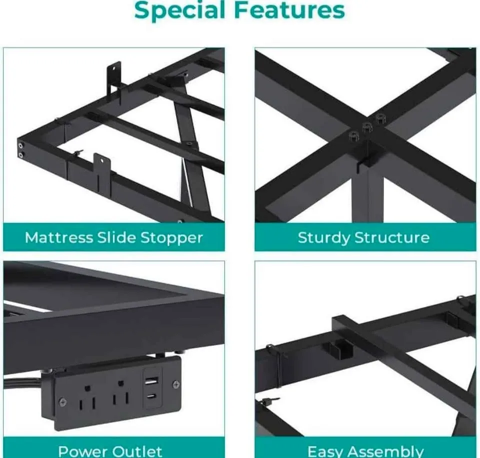 King Metal Bed with LED and Charging - BRAND NEW image indicator(3)