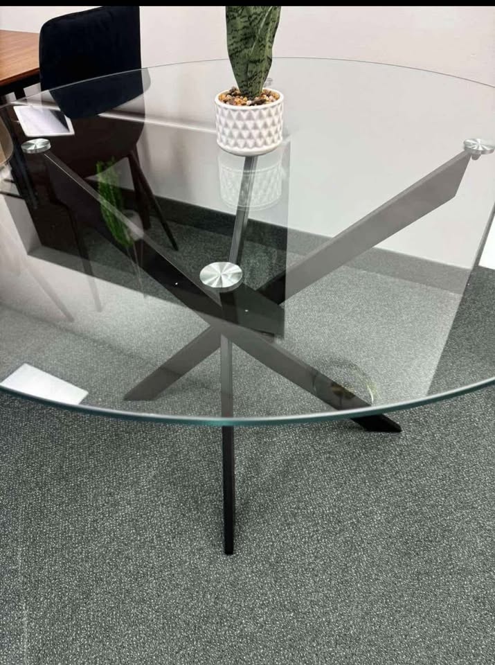 Glass Dining Table with Metal Legs - BRAND NEW - photo 2