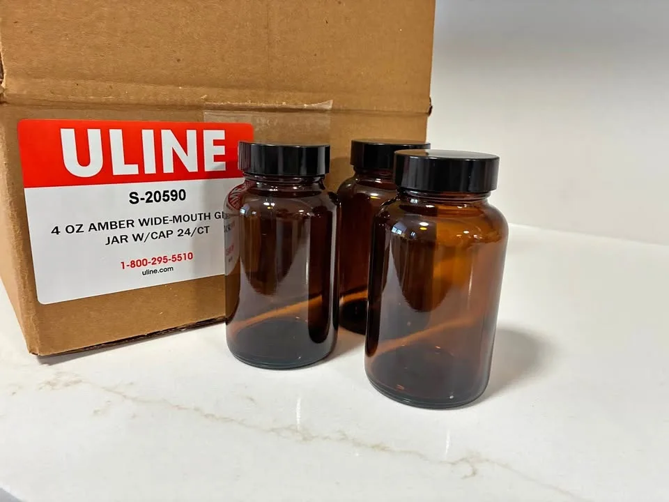 Amber Glass Jars - 4 oz (Set of 14)