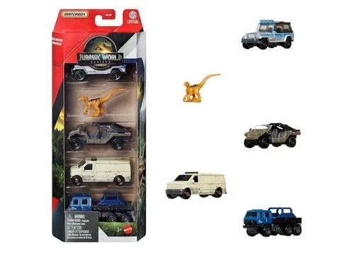 Matchbox Jurassic World 5-Pack Diecast Cars New
